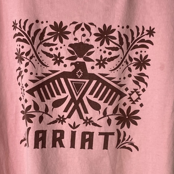 Ariat Pink Graphic Tee Top Western Southwestern Cowgirl Boho - Picture 2 of 5